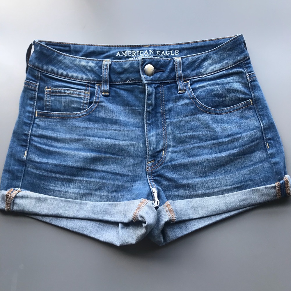 High rise denim shorts